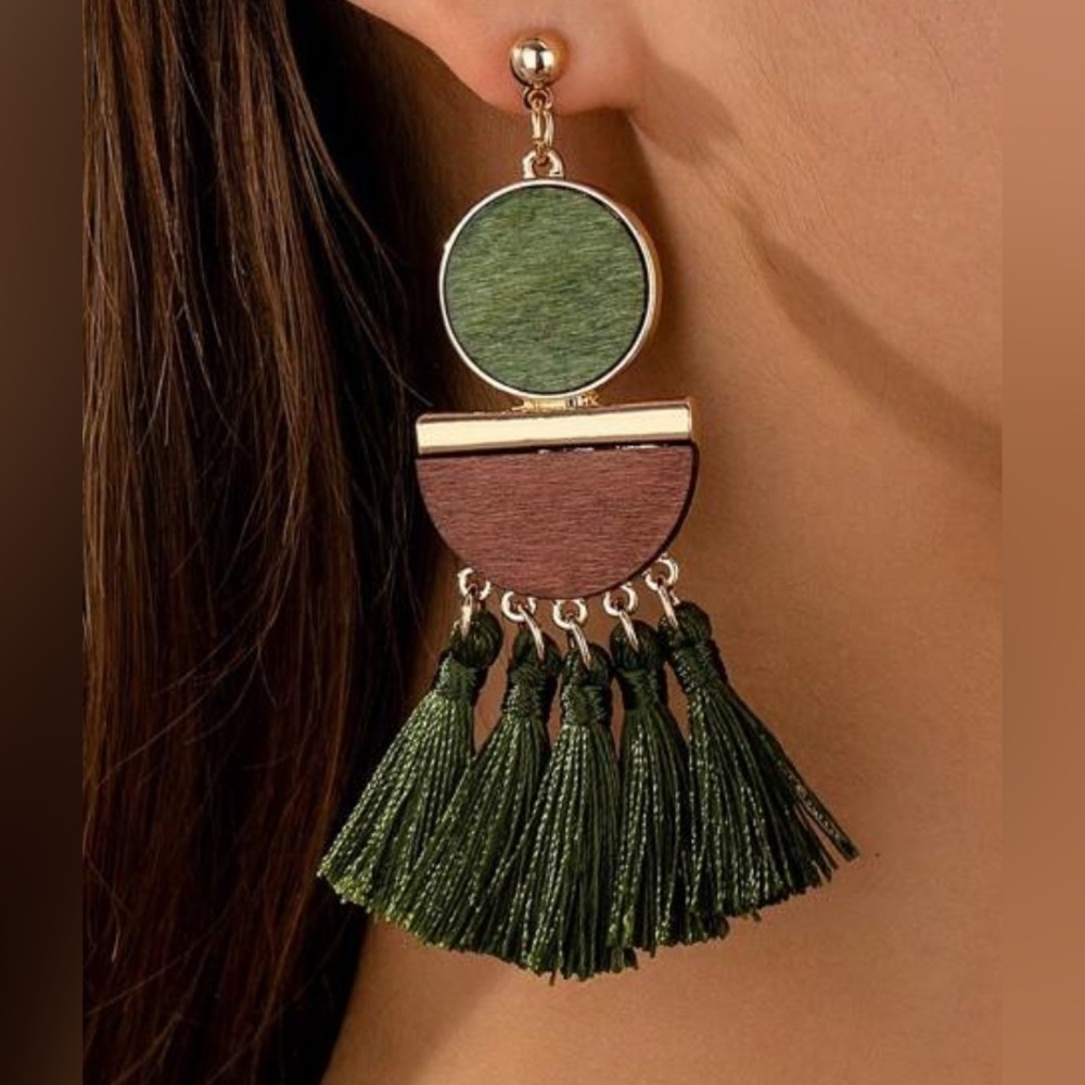 🆕Brown and dark wood boho earrings